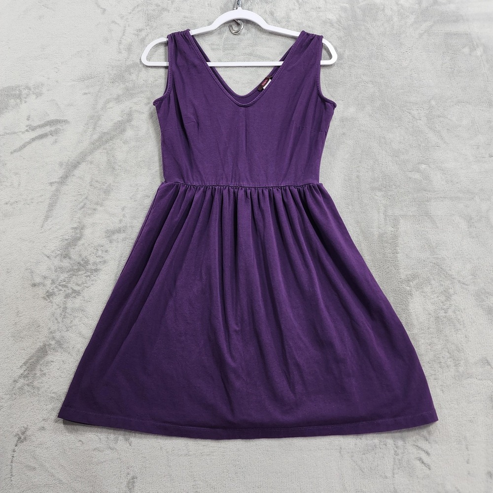 Mark. Dress Womens M Purple Sleeveless V-Neck Fit & Flare Stretch Knit Sundress